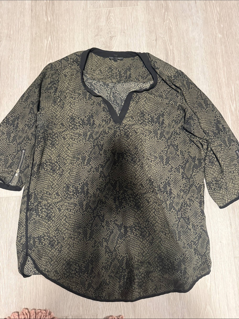Dynamite Olive & Black Snake-Print Tunic Top